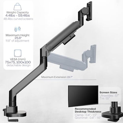 VIVO Black Single Ultrawide Desk Mount, Up to 57 in Screens, STAND-GT57