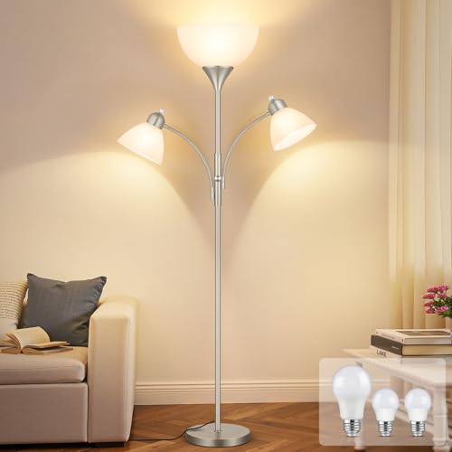 Coucrek Torchiere Floor Lamps for Living Room,72" Dimmable Reading Lamp - color: Nickel