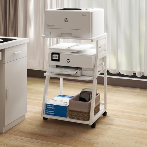 Natwind 3 Tier Printer Stand, 19.7"x15.7", with Charging Station,White - color: White, size: 19.7''x15.7''