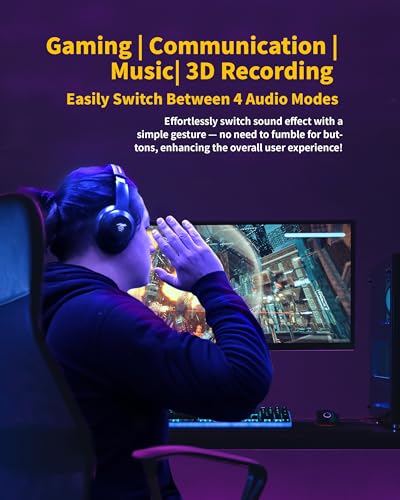 KURO X-Ear 1 Gaming Headset, AI Gesture Control, 7.1 Surround, 3D Live Recording, Transparency Mode, Noise-Canceling Mic, USB-C, LED Modes, Multiplatform Compatible