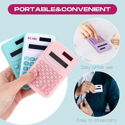 Flutesan 30 Pack Pocket Calculator,Red, Blue, Green, Black, Pink, Purple - color: Red , Blue, Green, Black, Pink, Purple