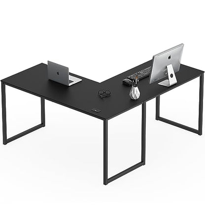 SHW Mission 55 x 60 L-Shape Home Office Computer Desk, Black - color: Black, size: 55-Inch L-Shaped