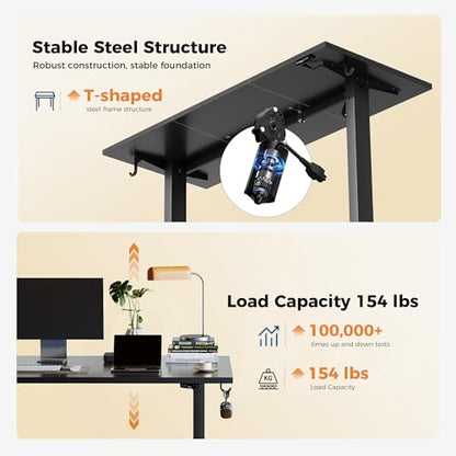 Agilestic Electric Height Adjustable Standing Desk, 48 Inch, Black - color: Black, size: 48x24 Inch