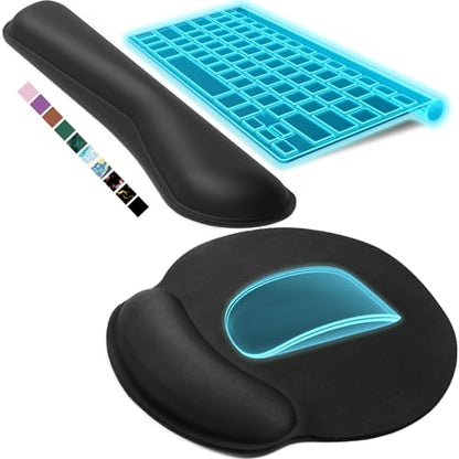 KTRIO Keyboard Wrist Rest & Mouse Pad with Wrist Rest, Black | Memory Foam Wrist Support, Ergonomic Design, Non-Slip Base, Office and Home Use - color: Black