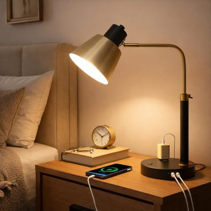 Adjustable Desk Lamp with Dual USB-C/A & AC Outlet 340° Swivel Lamp Head - style: Modern 1