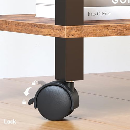 TUTOTAK Printer Stand, 3 Tier Rolling Printer Cart with Charging Station | Small Under Desk Printer Table with Wheels for Small Space, Office, Home, Brown PS02BB001 - color: Brown, size: 3 tier(15.7 x 11.8 x 23.6inchs)