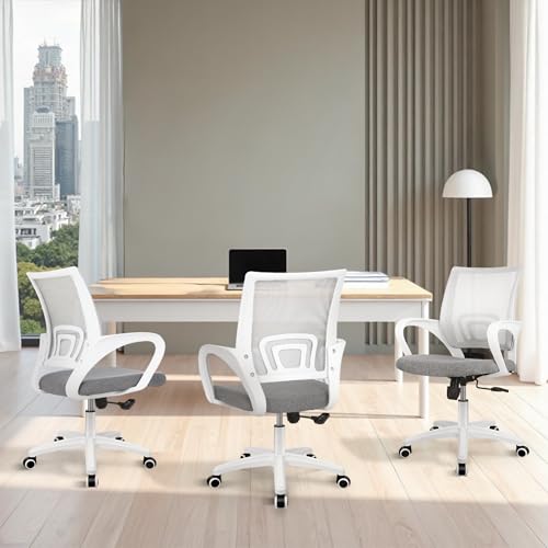 ETONEX Office Chair with Ergonomic Mid Back Cushion Lumbar Support Adjustable Swivel Rolling Computer Gaming Desk Chair Comfy Mesh Seat Wheels Home Executive Use (1, Grey) - color: Grey