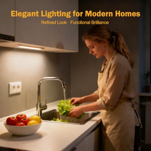 V4light Motion Sensor Cabinet Light, Rechargeable, Dimmable, 2Pcs, 9in | Gold aluminum, magnetic wireless, 1800mAh, 3 color temps & dimmable, ideal for kitchen cabinets, shelves & closets - color: Gold