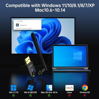 EDUP® USB WiFi Adapter AC600M for Desktop PC, Wireless USB Network Adapters