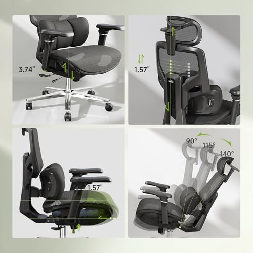 S9 Ergonomic Office Chair 3-Zone Lumbar Support for Back Pain Relief - color: Breathable Black