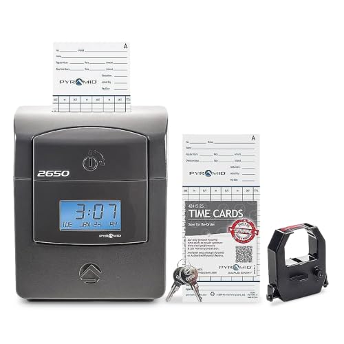 Pyramid Time Systems 2650 Auto Aligning Punch Clock, Employee Time Clock