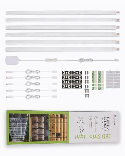Cefrank 6-Pack Linkable Under Cabinet Lighting, 12" LED Shelf Light Bars - color: White