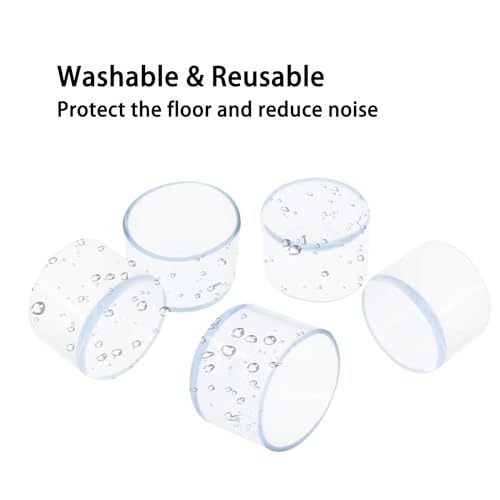 Round Chair Leg Caps,PVC Furniture Feet Covers,TTZEZE Transparent Round Floor Protectors,Clear Table Feet Covers Preventing Plastic Chair Leg Covers Scratches and Noise 35mm/1.38'', 12 - size: 1.38 inches