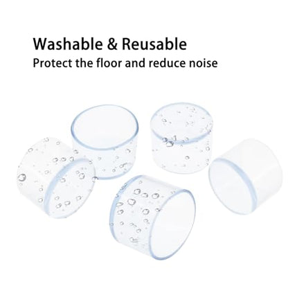 Round Chair Leg Caps,PVC Furniture Feet Covers,TTZEZE Transparent Round Floor Protectors,Clear Table Feet Covers Preventing Plastic Chair Leg Covers Scratches and Noise 35mm/1.38'', 12 - size: 1.38 inches