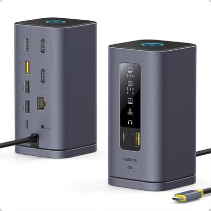 Baseus Spacemate Docking Station, 11-in-1 USB-C DisplayLink Docking Station for macOS Laptop, Triple Display with 4K HDMI, 10Gbps USB-C & USB-A, Ethernet, Audio, 100W PD Charging (Driver Required)