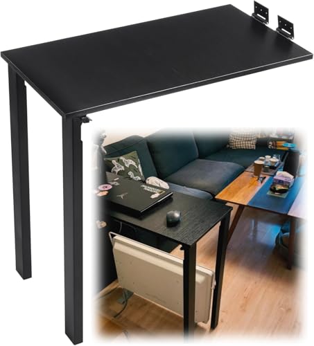 Wall Mounted Folding Table 29.5x15.7 inch, Drop-Leaf Dining Table for Small Spaces, E0-Grade Solid Wood Murphy Table with 132lbs Capacity, Space-Saving Desk for Kitchen Office (Black) - color: Black