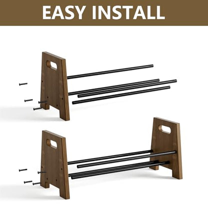 Desktop Bookshelf Organizer, Wood Rustic Slanted Desk Bookshelf, Small Tabletop Book Rack, Portable Save Space Bookcase for Book Display Home Office Organzier