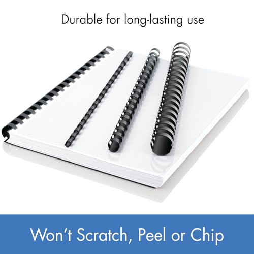 Mead CombBind Binding Spines/Spirals/Coils/Combs, 1/4", 25 Sheet Capacity, Black, 125 Pack (4000130) - size: 1/4"
