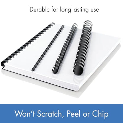 Mead CombBind Binding Spines/Spirals/Coils/Combs, 1/4", 25 Sheet Capacity, Black, 125 Pack (4000130) - size: 1/4"
