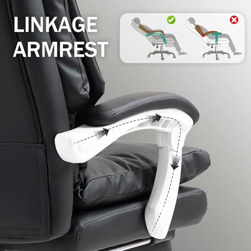 Executive Office Chair 155° Recline High Back Office Chair with Footrest & Adjustable Lumbar Support, Comfy Computer Chair for Study & Working (00black) - color: 00black