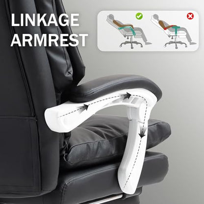 Executive Office Chair 155° Recline High Back Office Chair with Footrest & Adjustable Lumbar Support, Comfy Computer Chair for Study & Working (00black) - color: 00black