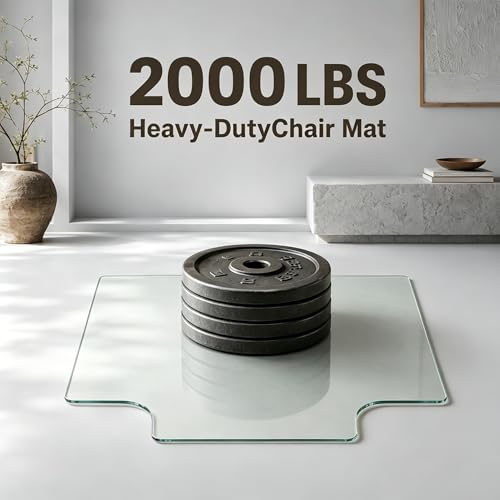 36x47 Upgraded Irregular Tempered Glass Chair Mat, Smooth Rolling Floor Mat for Carpet & Hardwood Floor, Universal Anti Scratch Office Computer Chair Mat,Durable Glass for Home and Floor Protection
