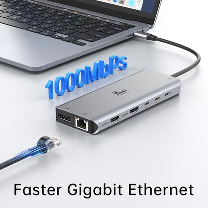 LIONWEI Docking Station Dual Monitor 4K, 13-in-1 USB C Dock for Laptop Mac - color: 13 IN 1(2 HDMI+DisplayPort)