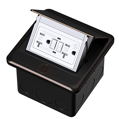Pop Up Floor Electrical Outlet with 20 Amp Stainless Steel GFCI Tamper Receptacle Outlet, Corrosive Resistant Hardware，ETL Listed，(Oil Rubbed Bronze) - color: Oil Rubbed Bronze, size: GFCI Outlet