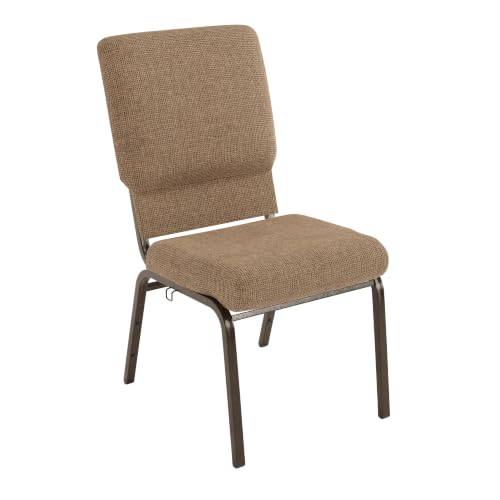 Flash Furniture 18.5 in Wide Church Chair, Mixed Tan | Durable Construction, Commercial Use - color: Mixed Tan Fabric/Gold Vein Frame
