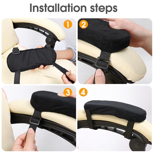 1 Piece Black Soft Office Chair Armrest Pad Ergonomic Memory Foam Elbow Cushion Home Office Chair Supplies,23.5x7.5x3cm