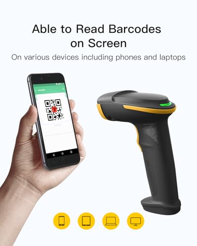 Inateck 2D Barcode Scanner Bluetooth, Barcode Reader with 2.4Ghz Smart Base, Screen Scanning, BCST-54 Black (Pack of 2) - color: Black-BCST54, size: With Smart Base (Pack of 2)