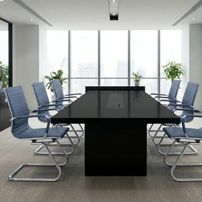 BESTANO Office Guest Chairs Reception Chairs Waiting Room Chairs Set of 2 Conference Room Chair with Mid Back, Modern PU Leather Desk Chairs, Navy - color: Navy