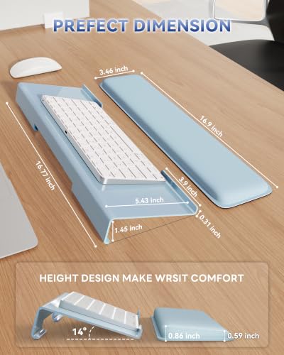 Laborio Computer Keyboard Wrist Rest, Keyboard Riser Stand for Desktop - color: Blue