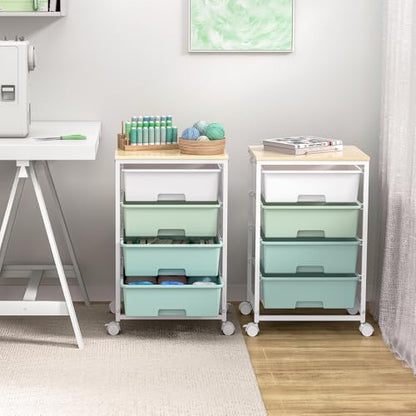 SYKIARIOL Rolling Cart with Drawers, 4-Drawer Utility Cart, Green - color: Green, size: 4 Drawers