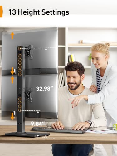 Perlegear Dual Vertical Monitor Stand for 13–40 inch Screens up to 44 lbs - size: 13-40 inch