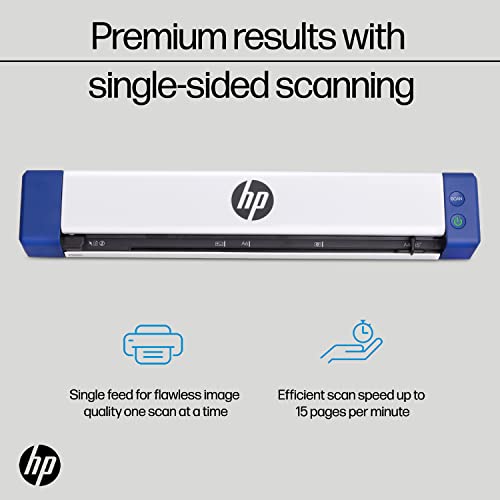 HP Small USB Document & Photo Scanner for Portable 1-Sided Sheetfed Digital Scanning, Model HPPS100, for Home, Office & Business, PC and Mac Compatible, HP WorkScan Software Included | Bag-Ready for Home, Office & Travel, 15 ppm for Small-Medium Batches,