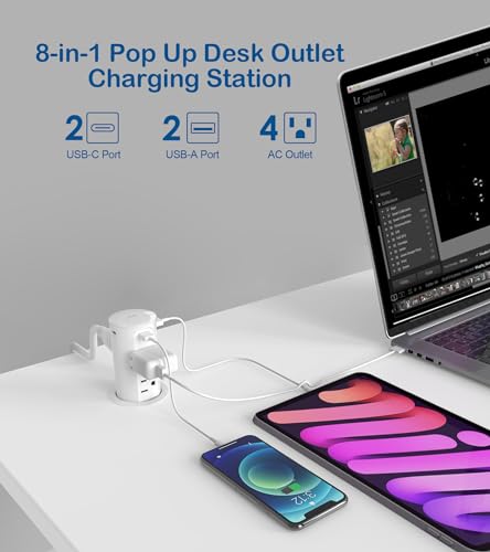 Jgstkcity Pop up Countertop Outlet,2.5in Hole Desk Grommet,White - color: White