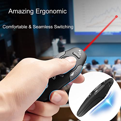 (2 Units) Wireless Presentation Clicker for PowerPoint, Wireless Presenter Remote with Laser Pointer Slide Clickers for Mac/Windows/Linux, Computer/Laptop, Google Slide/PPT/Keynote - style: 2 Units