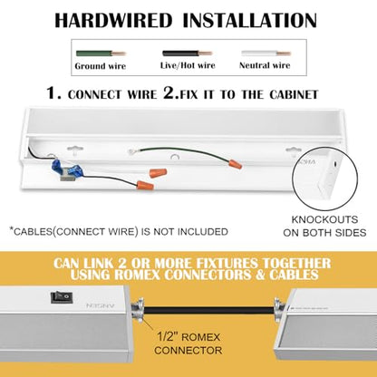 Hardwired Under Cabinet Lighting, 36in 22W LED Light for Kitchen/Closet, 1426lm, CRI>92, R9>90, Dimmable, 5 Color Temperature, 2700K-5000K(Warm White, Cool White, Daylight) - size: 36 inch