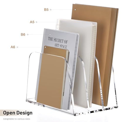 YUXUN Clear Acrylic Desktop File Sorter Organizer,Upright File Organizer, 3-Section Bookshelf for Home Office & Classroom - size: 3-Section