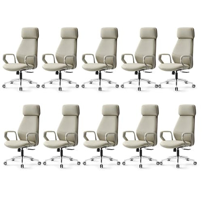 EUREKA ERGONOMIC Aric Executive Office Chair, High Back PU Leather Desk Chair with Lumbar Support, Professional Modern Home Office Chair with Large Headrest & 3-Position Recline(Pack of 10, Beige) - size: Pack of 10