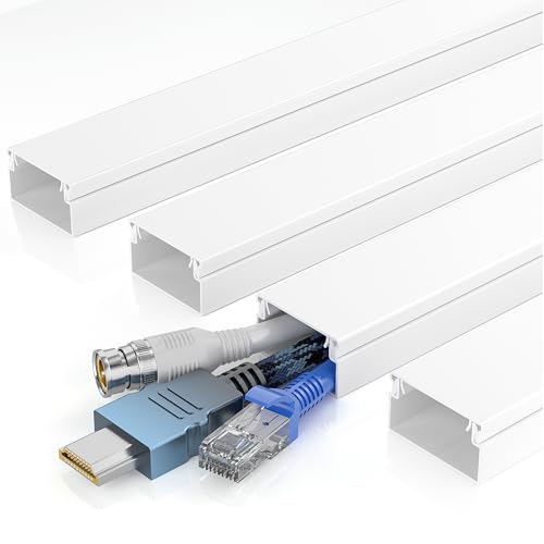 Delamu 63in Cable Hider, Cord Covers for 3-4 Wires on Wall, Paintable Cord Hider, Easy to Use Wire Covers for Cords, Wire Hiders for TV on Wall, Cable Cover Cable Management, W 1.18in H 0.60in - size: 63 in L X 1.18 in W X 0.60 in H