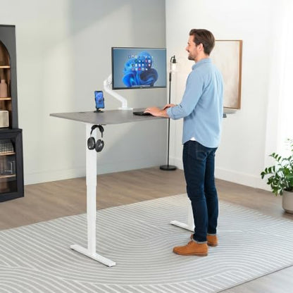 VIVO Dark Gray 63 x 32 in Standing Desk, DESK-KIT-2EWG - color: Dark Gray Top / White Frame, size: 63 x 32 inch