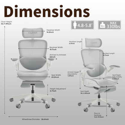 MUSSO E80 Muse Petite Ergonomic Office Chair for Women & Small Frames Grey - color: Grey