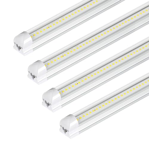 hykolity T8 LED Shop Lights 2FT, 6500K Super Bright White, 30W, 3500LM | V Shape Integrated LED Tube Light, High Output Linkable Shop Lights for Garage Workshop, Built-In On/Off Switch, 4 Pack - size: 2FT