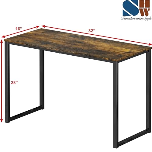 SHW Mission 32-Inch Home Office Computer Desk, Rustic Brown - color: Rustic Brown, size: 32-Inch