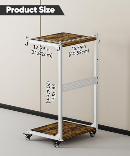 Computer Tower Stand, 2-Tier Metal CPU Holder Stand with Lockable Wheels, Adjustable Under Desk PC Shelf, Mobile Rolling Computer Cart for Home, Office, Gamers and Students, White - color: White