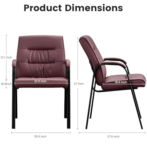 Big&Wide Office Guest Reception Chairs Set of 6, Conference Room Chairs Waiting Room Chairs, Modern Leather Office Desk Chair No Wheels - color: Burgundy, size: 6 Pack