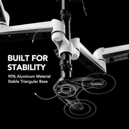 HUANUO Triple Monitor Stand - Full Motion Articulating Monitor Mount Fit Three 17 to 32 inch LCD Computer Screens with Clamp, Grommet Kit - color: White
