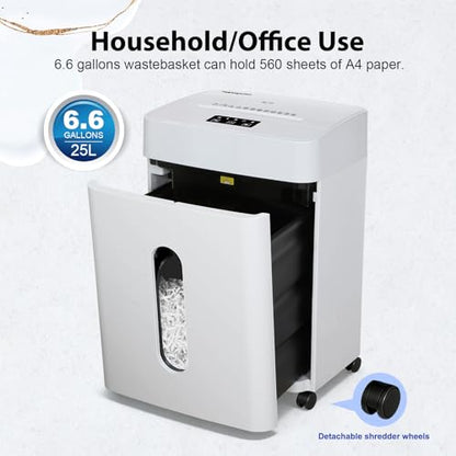 Wingwise Ultra Low Noise 42dB Paper Shredder for Home Office | 15 Sheets, P-4, 30 Mins Runtime, 6.6 gal, Corss Cut, Shreds CDs & Credit Cards